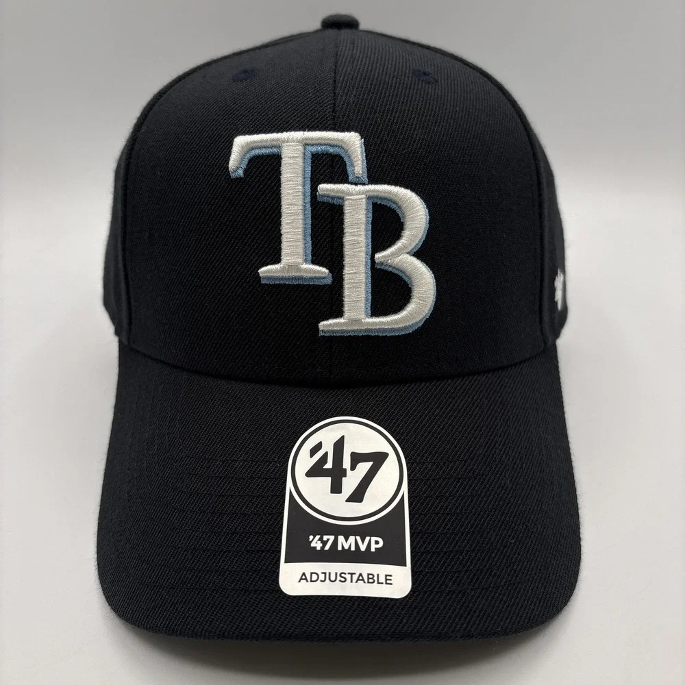 Tampa Bay Rays 47 Brand Hat MVP One Size Adjustable Cap Black MLB Baseball NEW